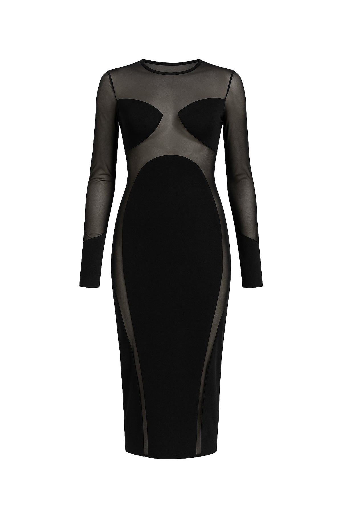 Bandage Mesh Cutout Midi Dress
