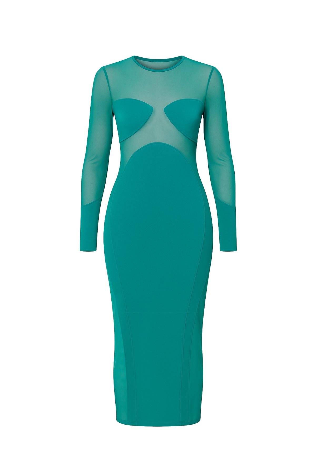 Bandage Mesh Cutout Midi Dress
