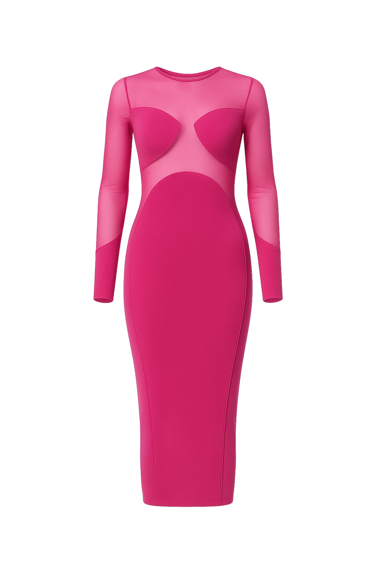 Bandage Mesh Cutout Midi Dress