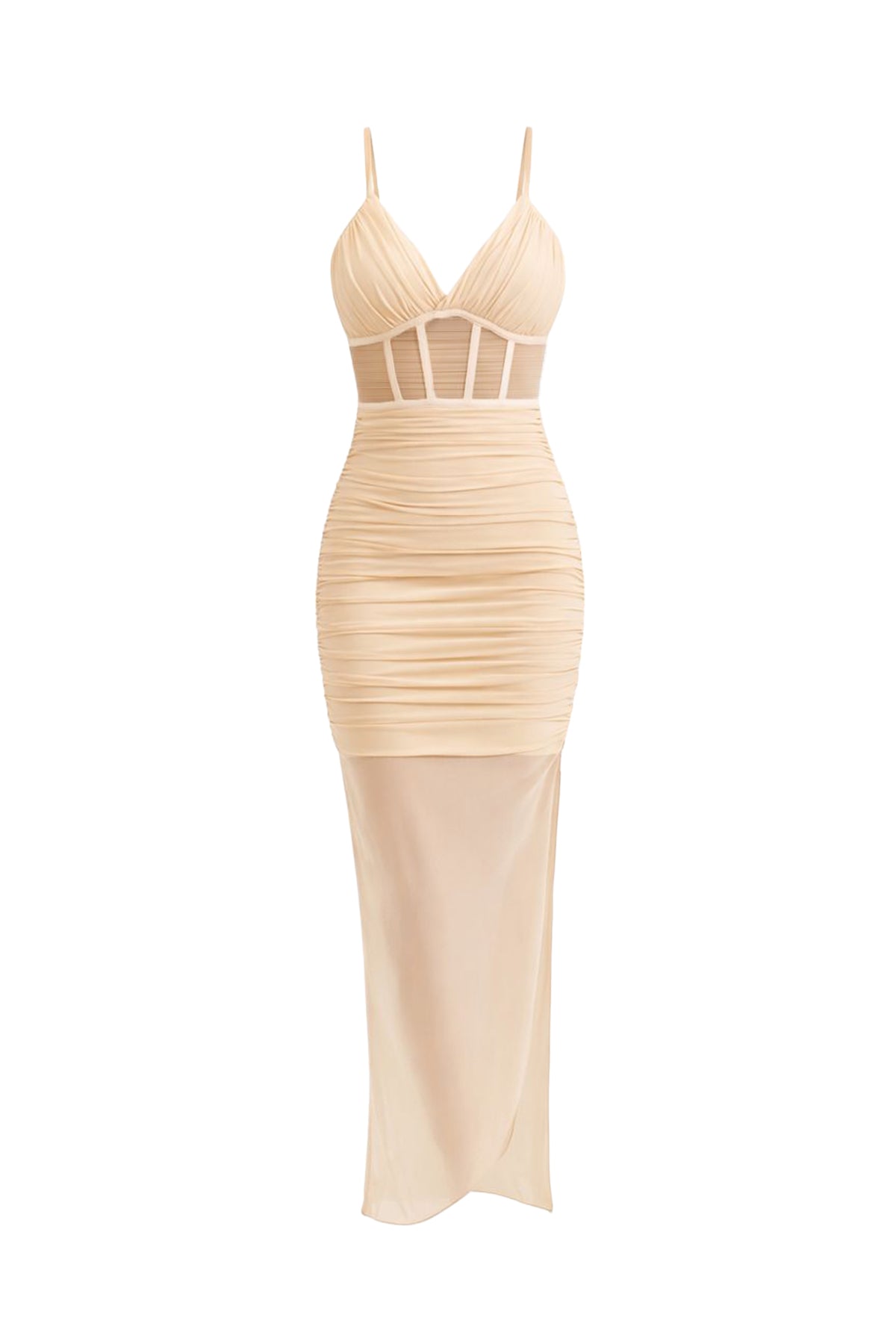Bandage Mixed Mesh Bodycon Dress