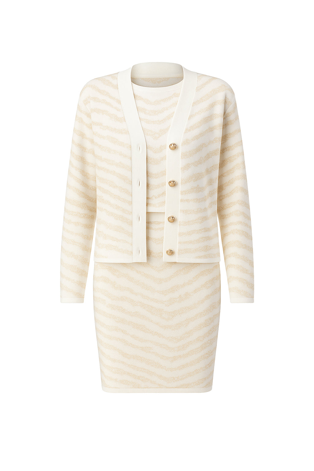 Lia Knit Metallic Animal Print 3 Pc Set