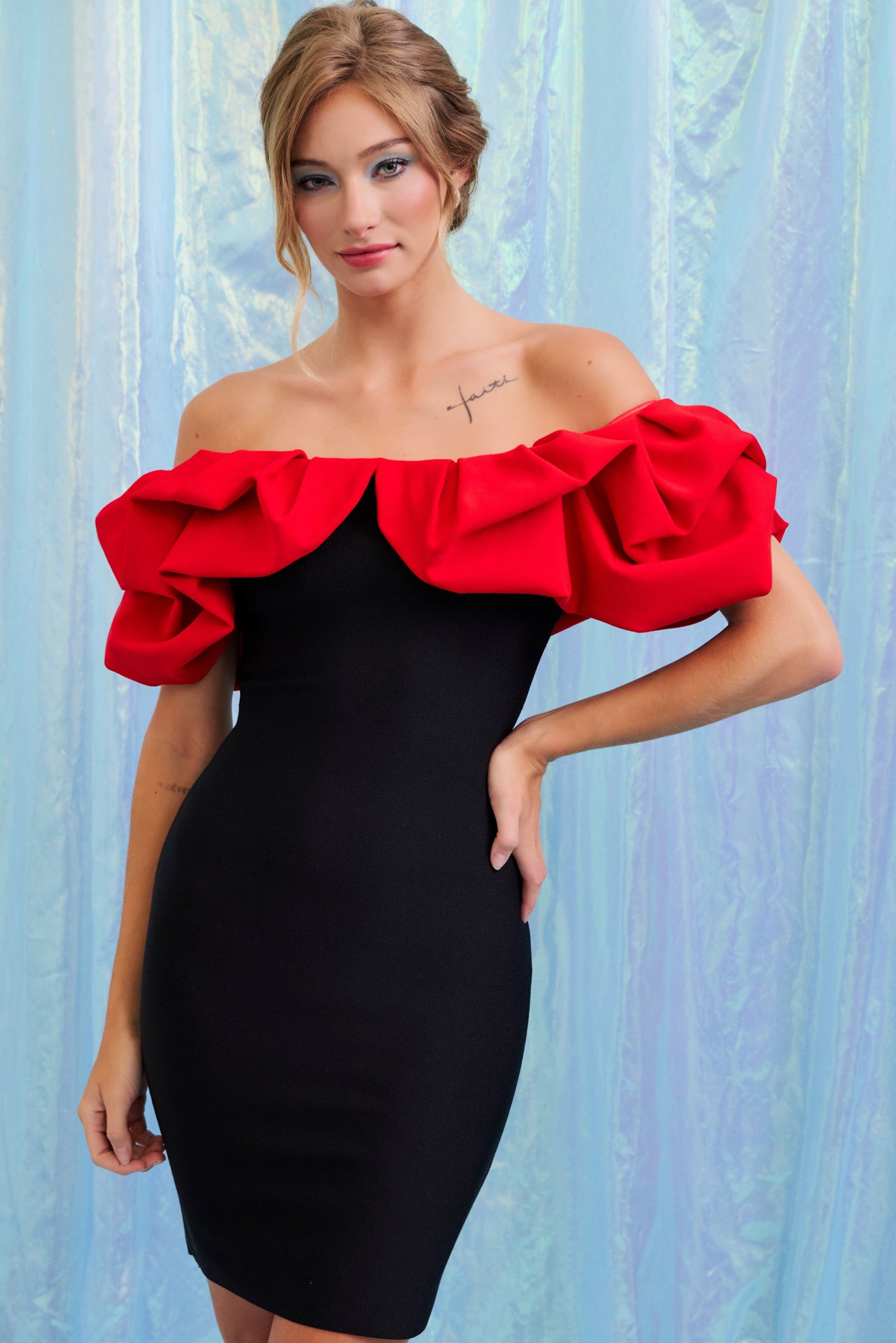 Fiesta Time Bandage Colorblock Ruffle Dress