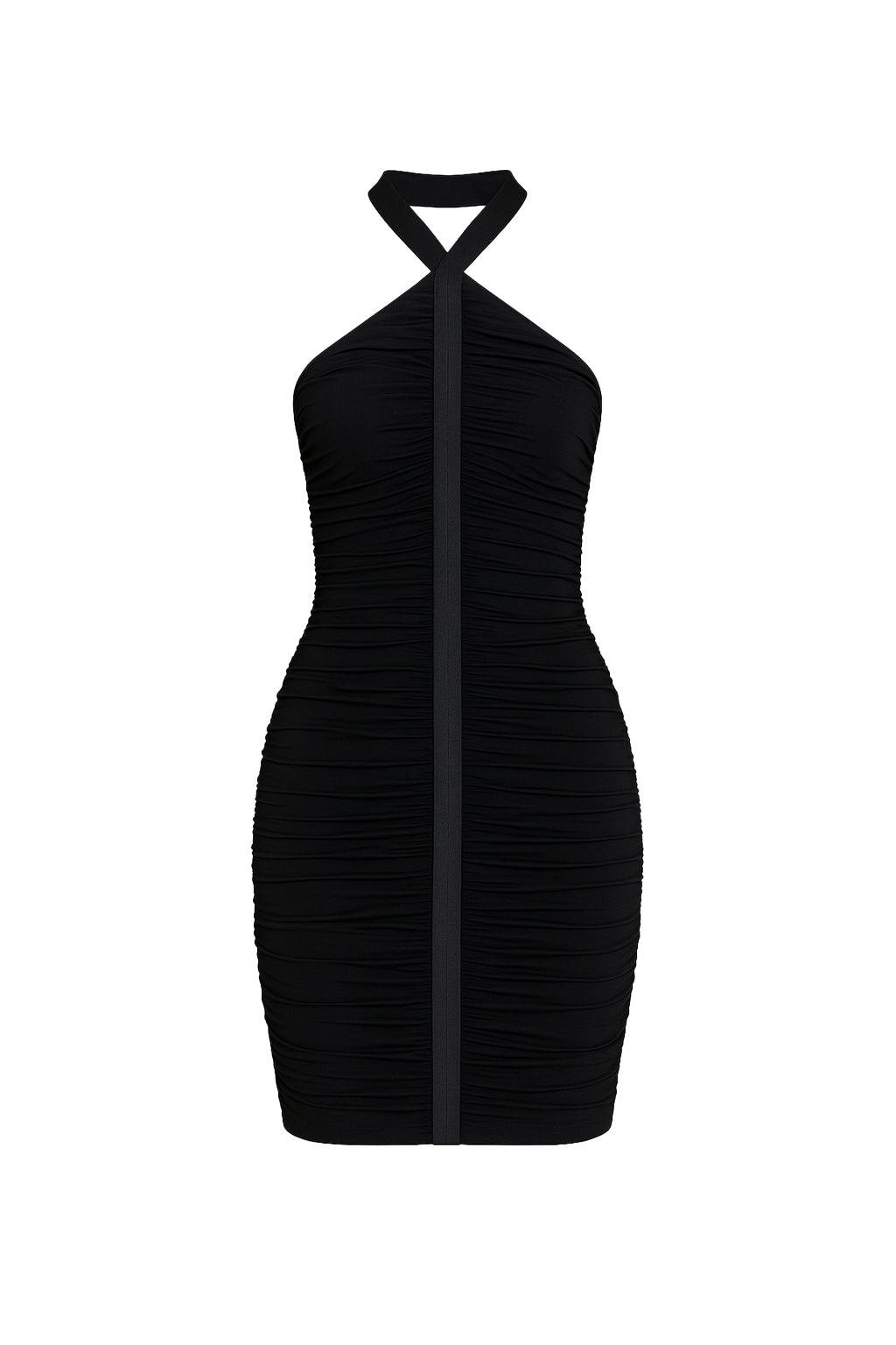 Party It Up Bandage Mesh Halter Mini Dress