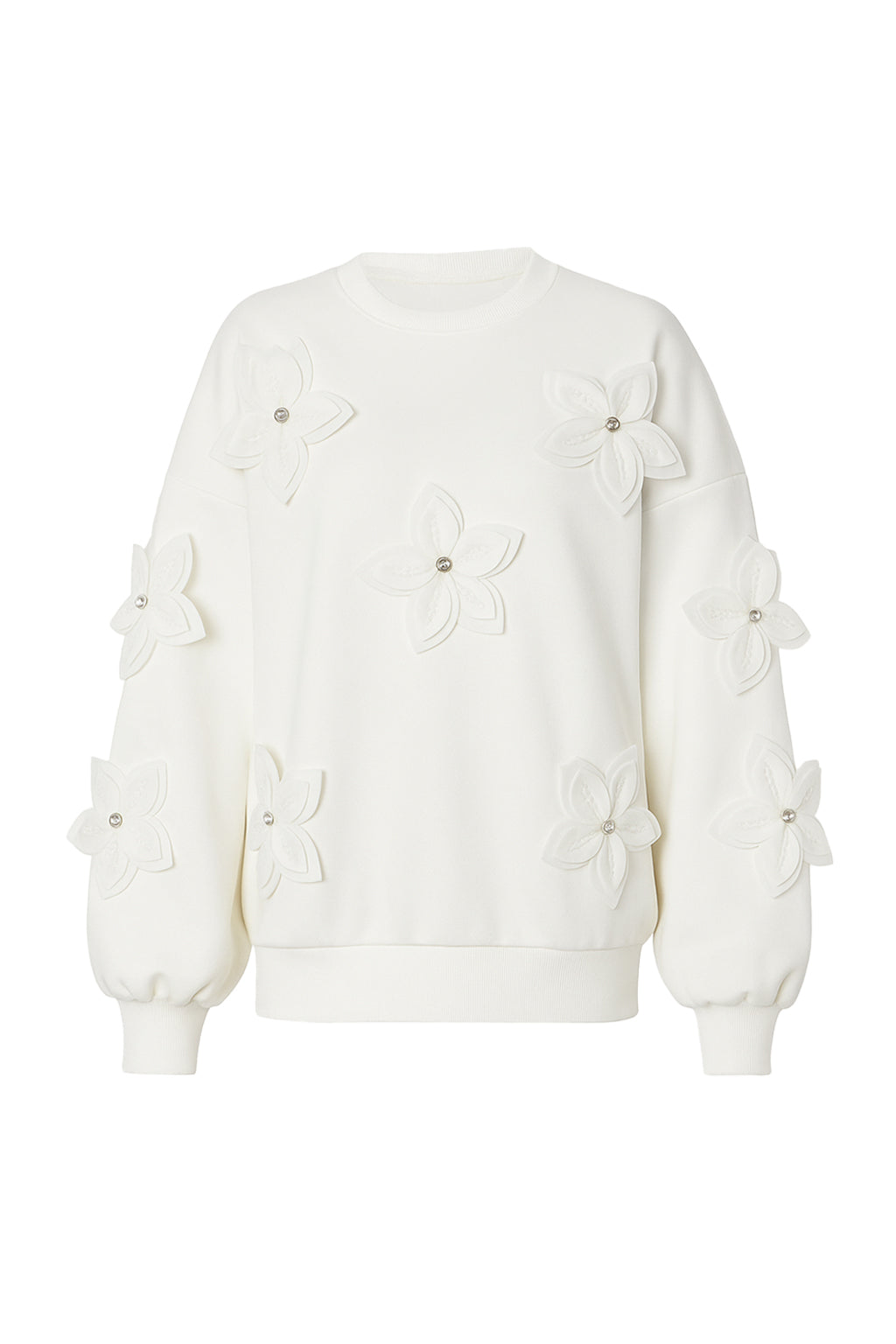 Wave Hello Knit Long Sleeve Top With Flower Accents