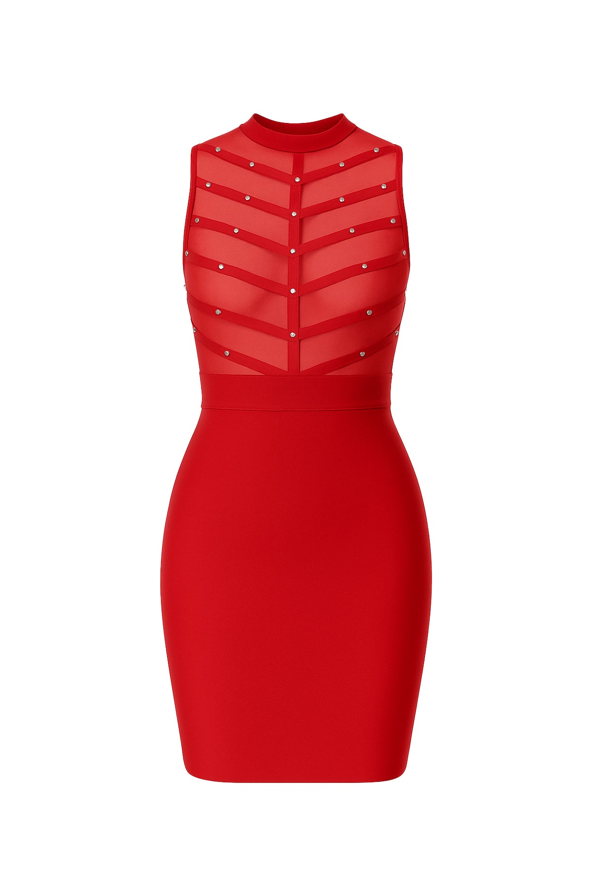 Mesh & Shine Sleeveless Bodycon Mini Dress