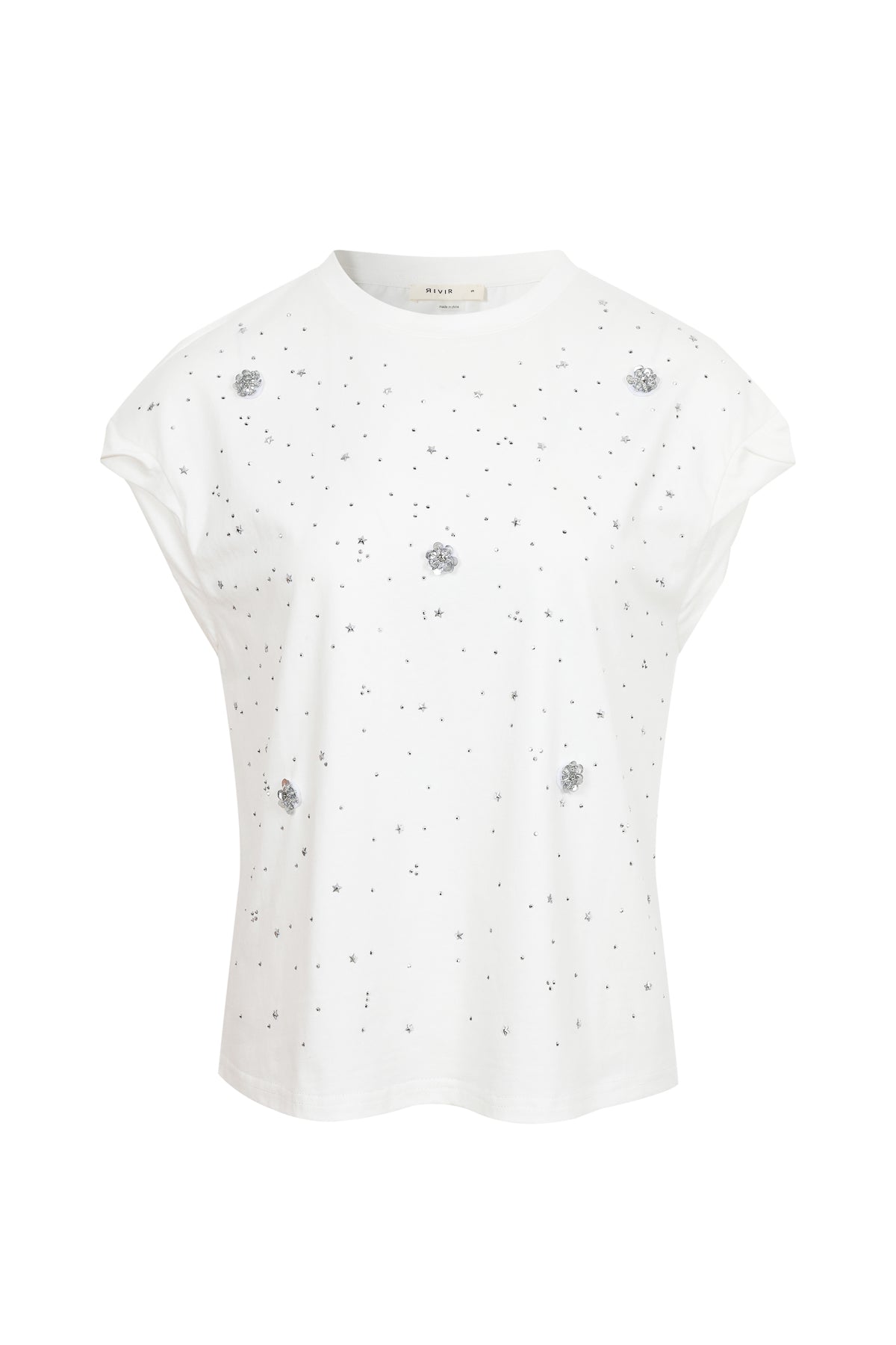 Embellished Floral Knit Sleeve Twist Top