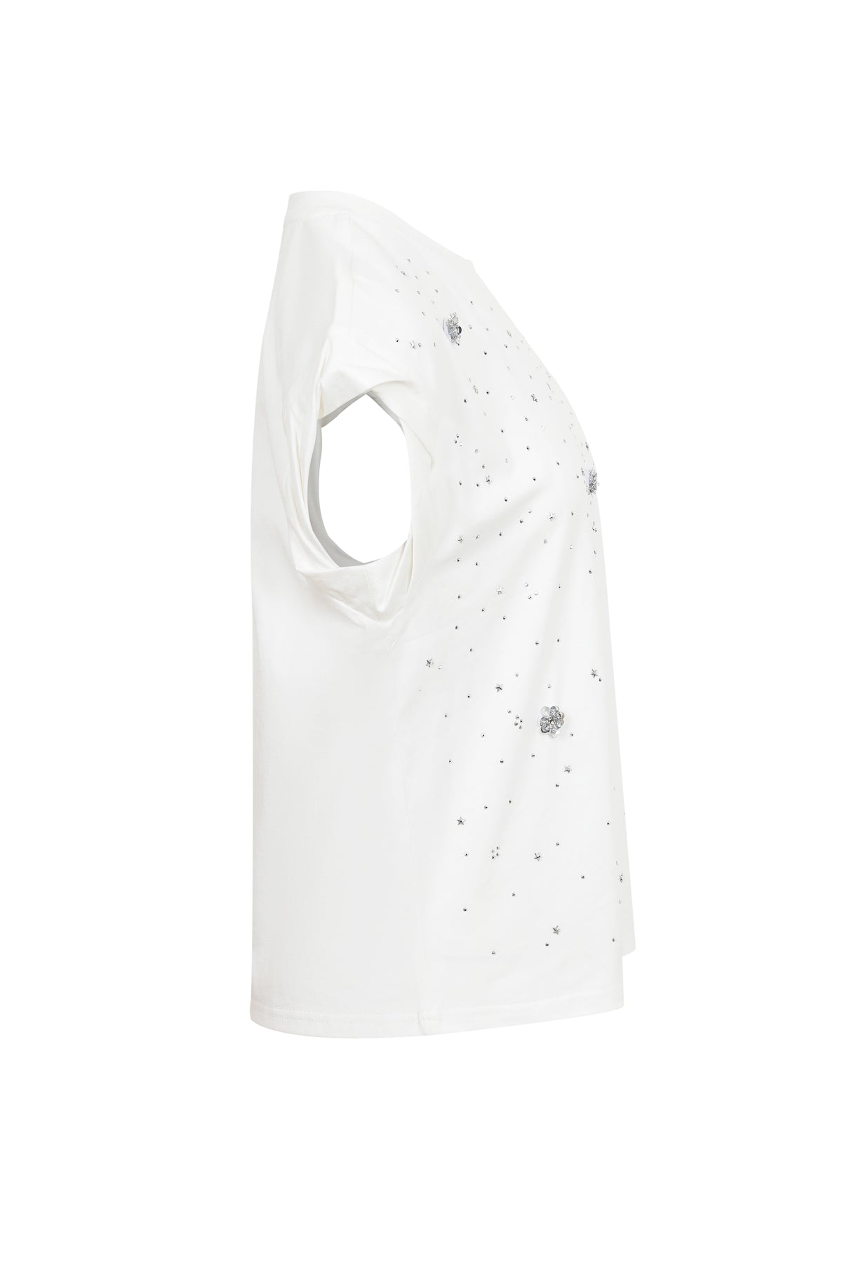 Embellished Floral Knit Sleeve Twist Top