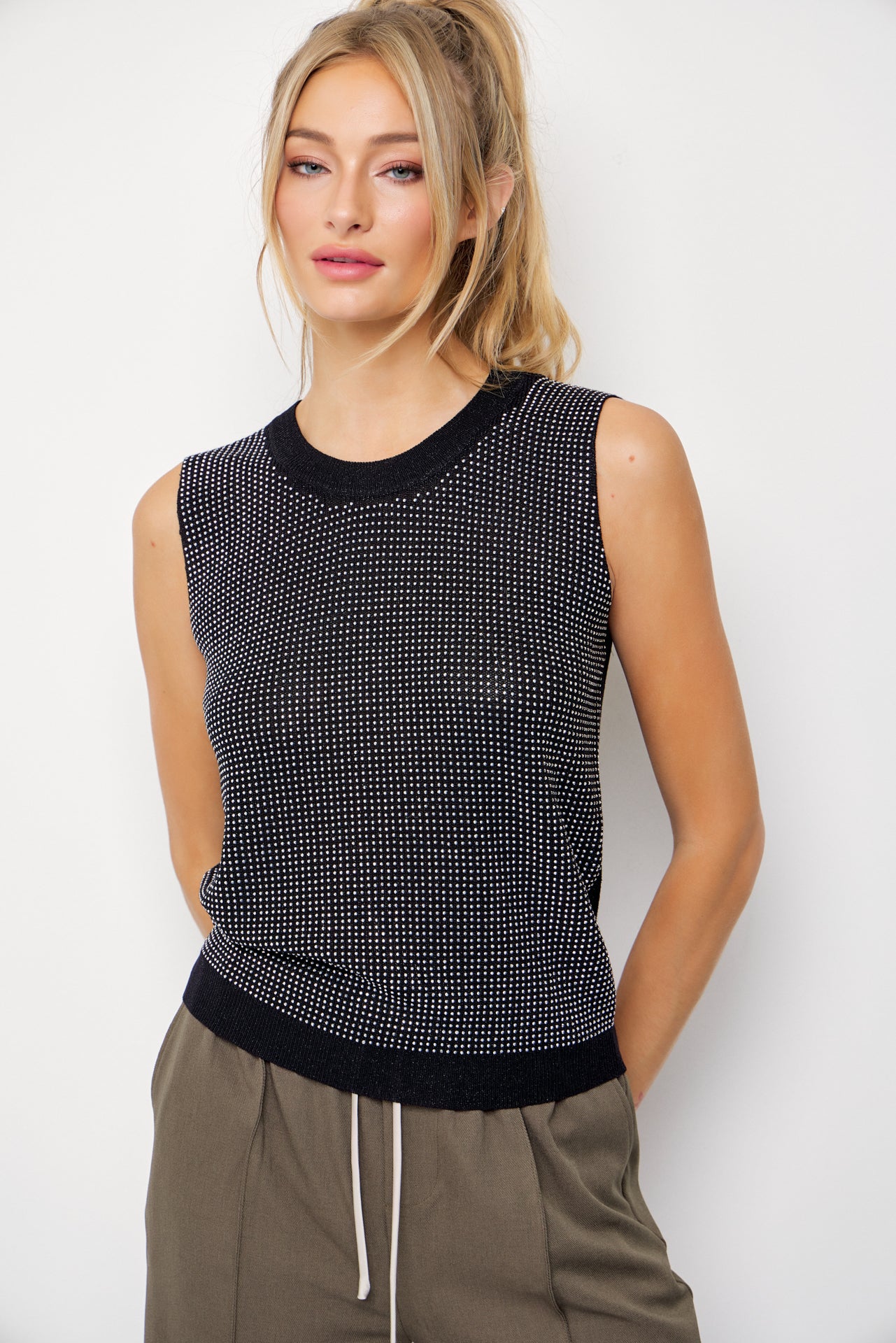 Knit Sleeveless Hot Fix Top