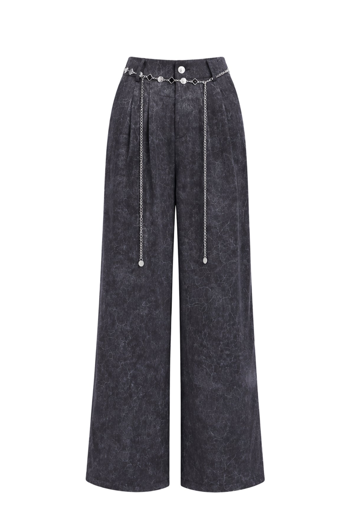 Crinkled Wide Leg Pants with Belt