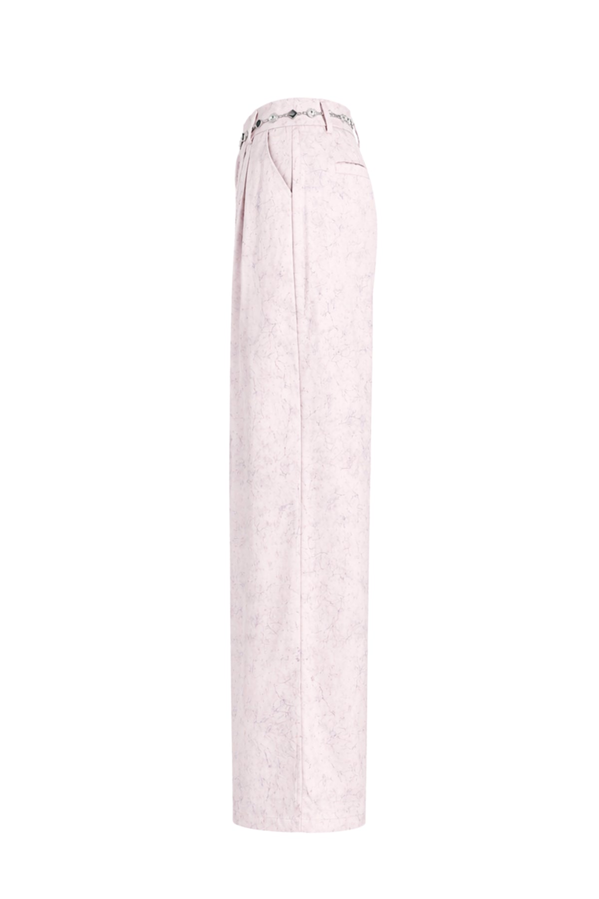 Crinkled Wide Leg Pants with Belt
