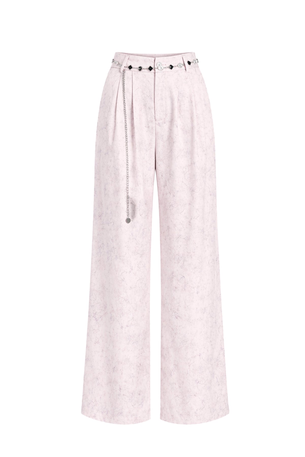 Crinkled Wide Leg Pants with Belt