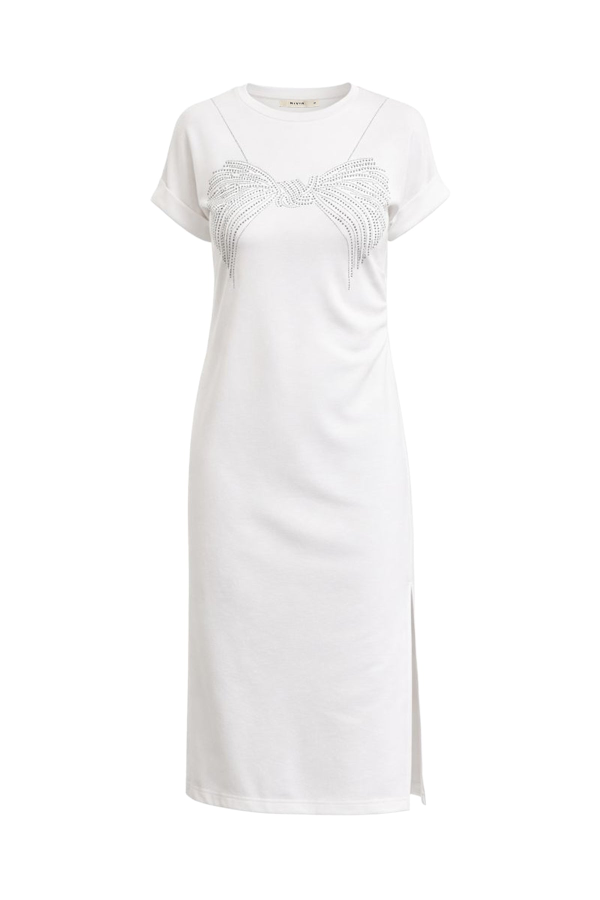 Natasha Knit Short Slveeve Dress with Ribbon Hot fix