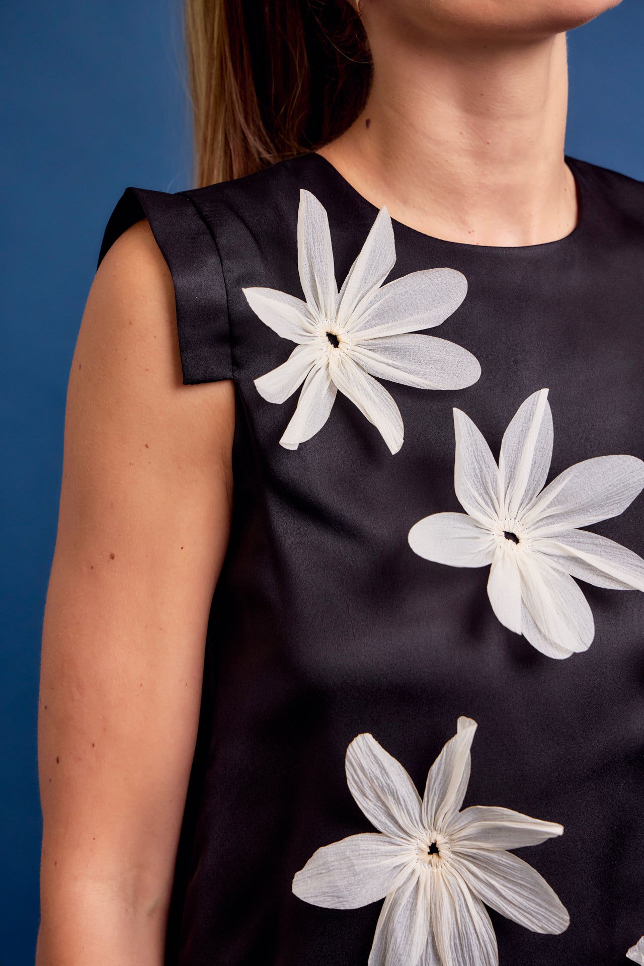 Laura Woven Mini Dress with Flower Applique