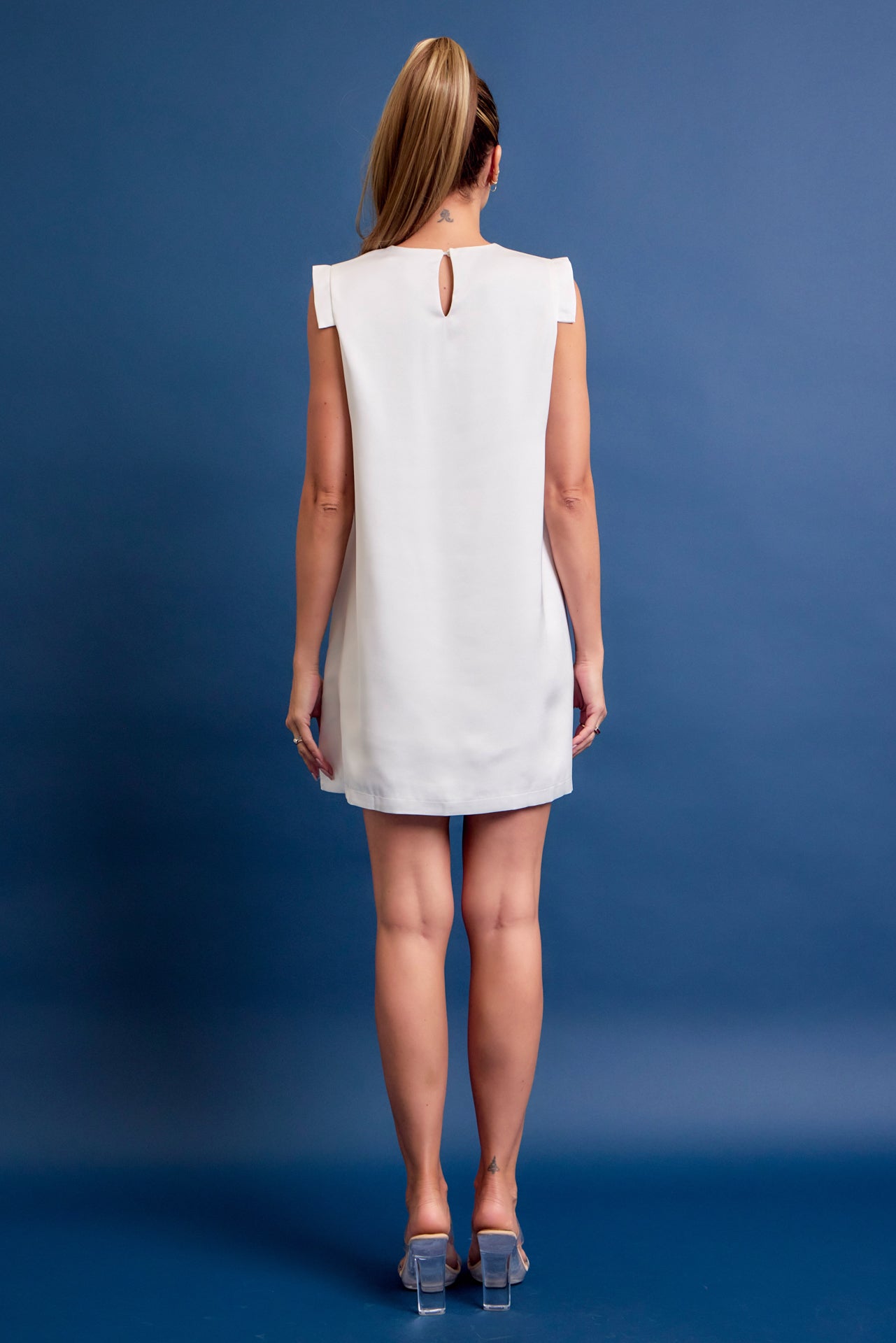 Laura Woven Mini Dress with Flower Applique