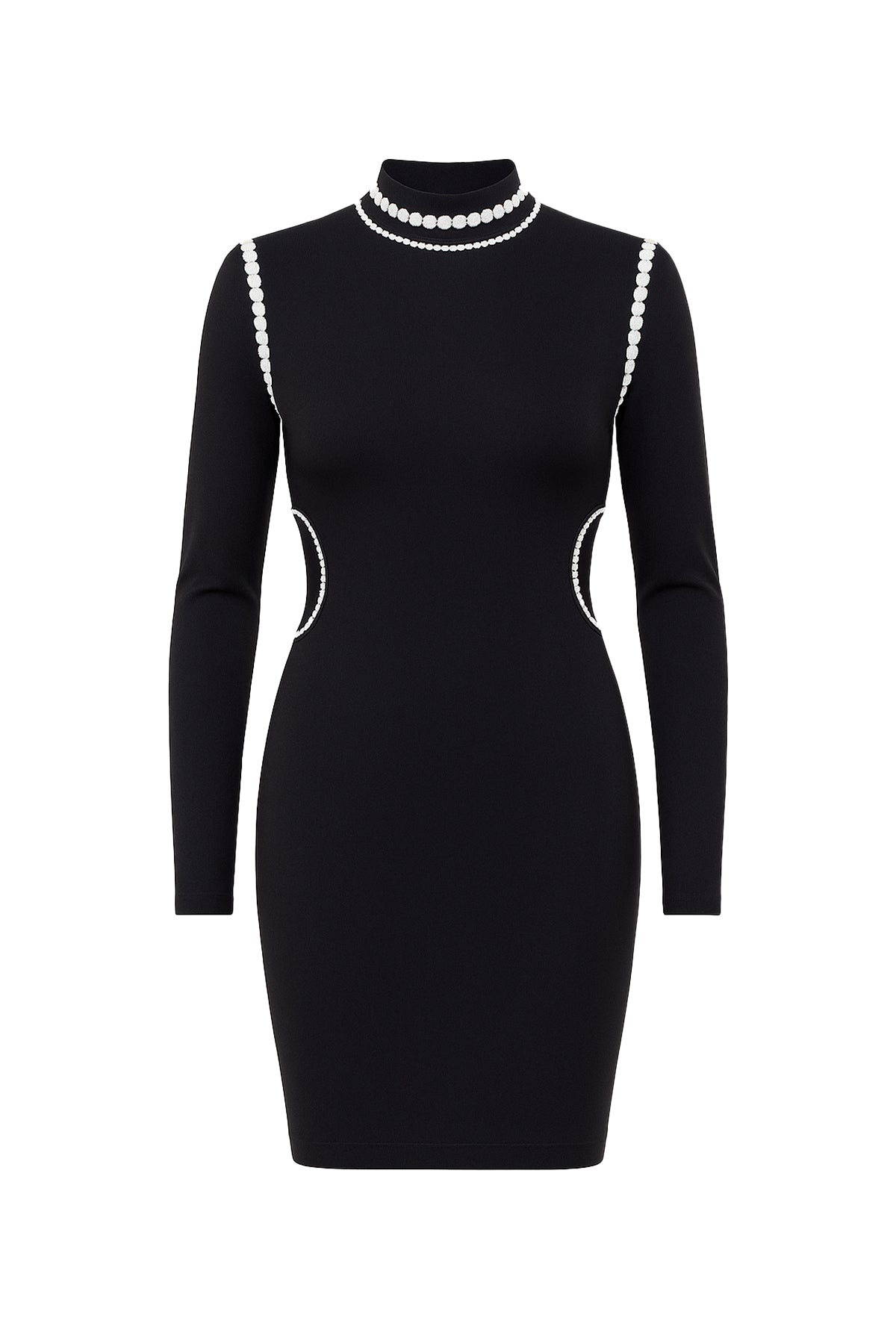 Elegant Mock & Pearls Bodycon Dress