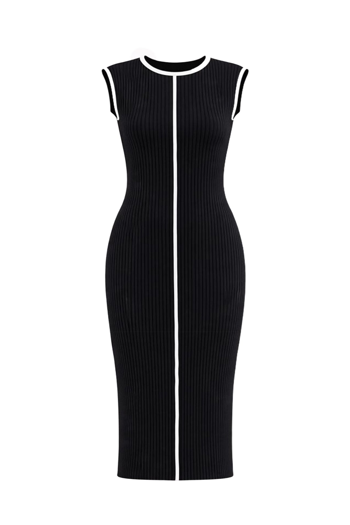 Hattie Knit Slvls Midi Dress with Contrast Stripe