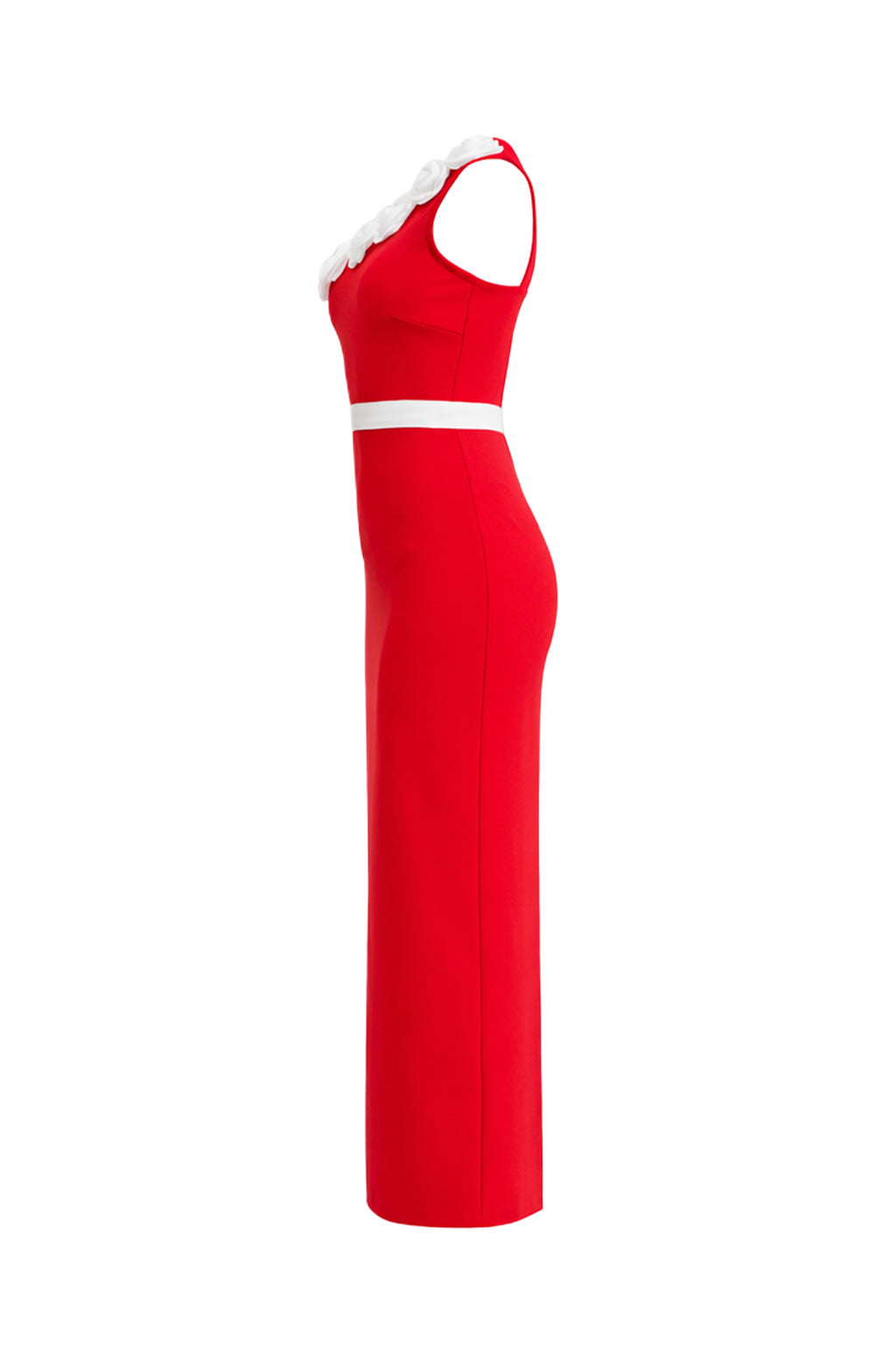 Rosette Elegance One-Shoulder Midi Dress