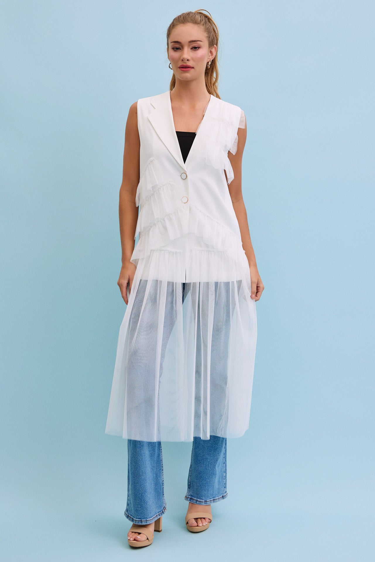 Ethereal Mesh Layers Jacket Dress