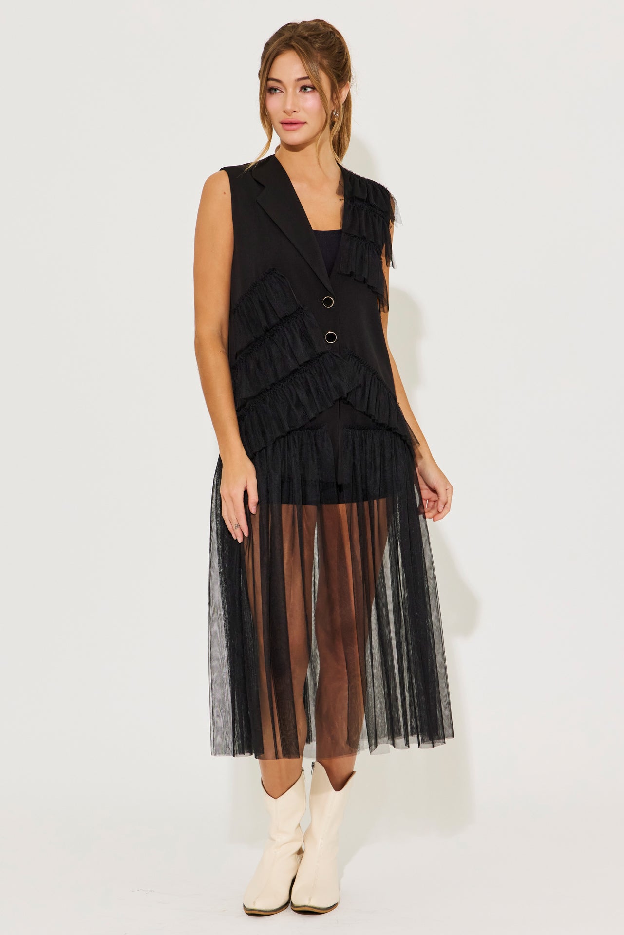 Ethereal Mesh Layers Jacket Dress