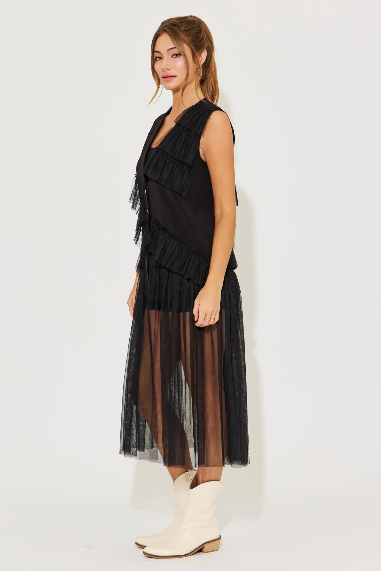 Ethereal Mesh Layers Jacket Dress