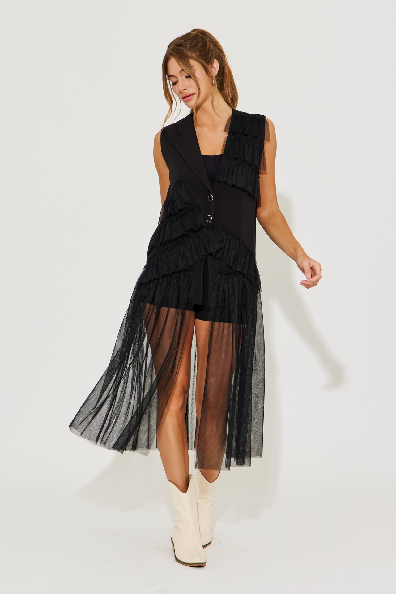 Ethereal Mesh Layers Jacket Dress