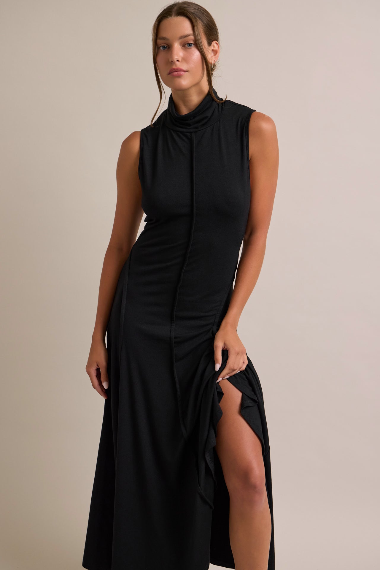 Mockneck Flowy Maxi Dress