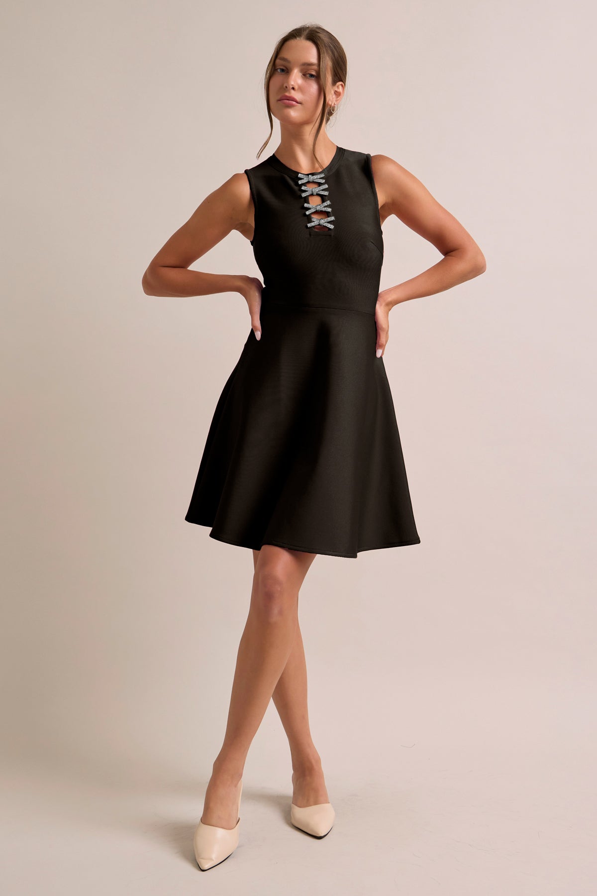 Chic, Sleek, and Always Unique Bandage Sleeveless Dress With Bows