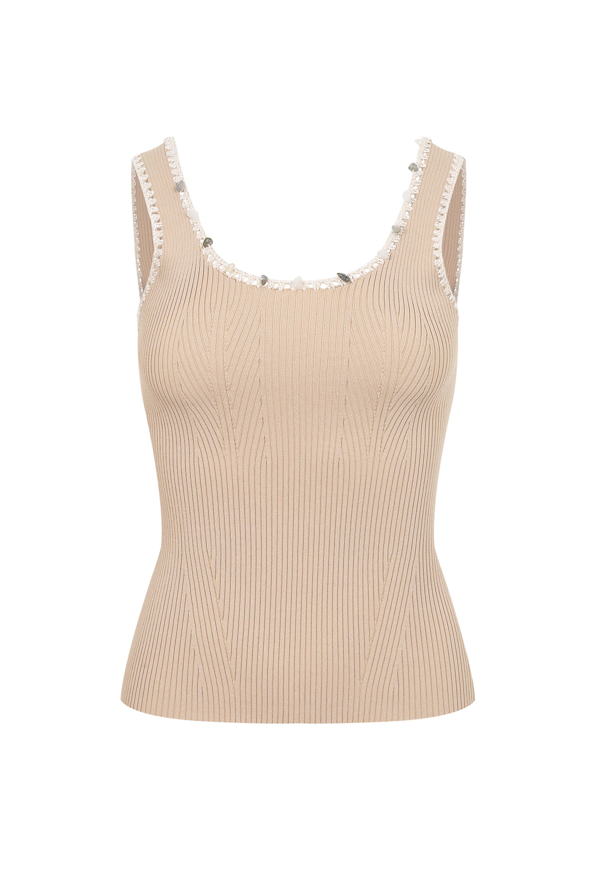 Stone Embellished Knit Tank Top