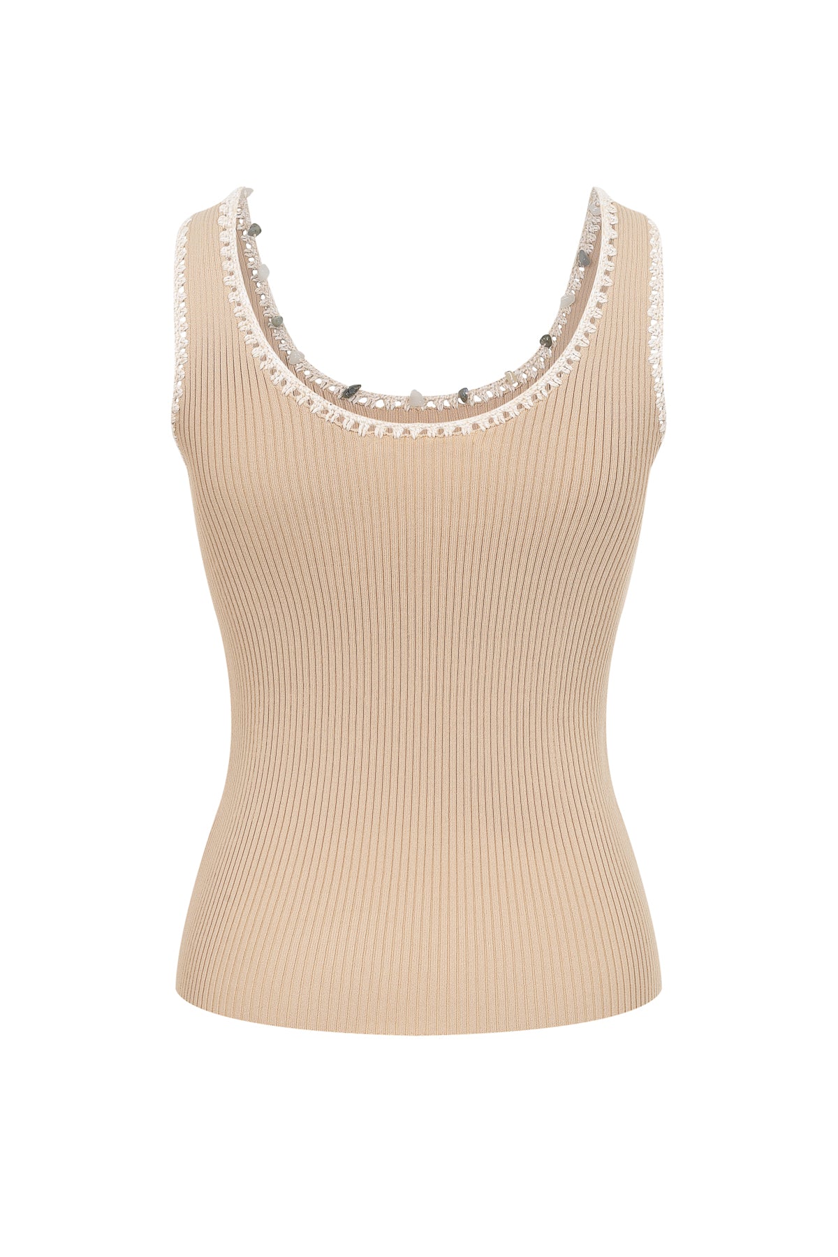 Stone Embellished Knit Tank Top