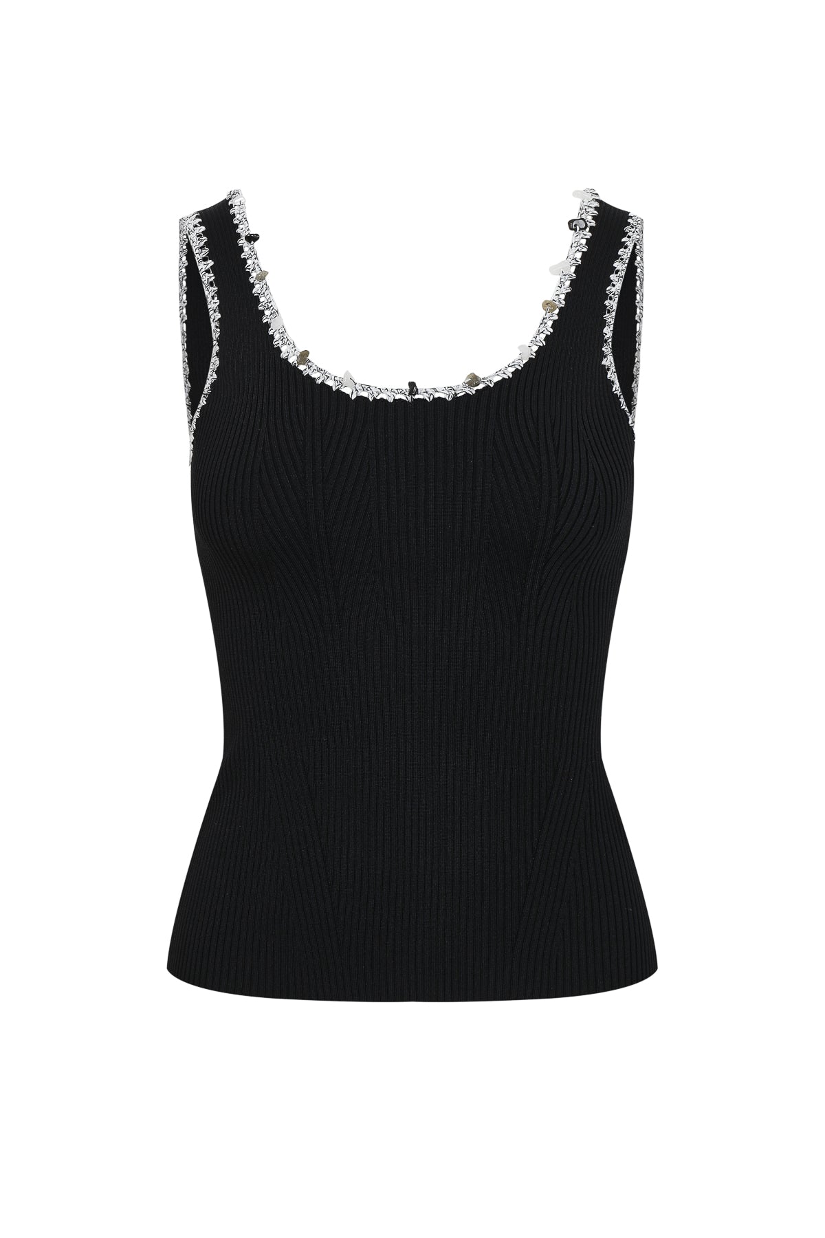 Stone Embellished Knit Tank Top