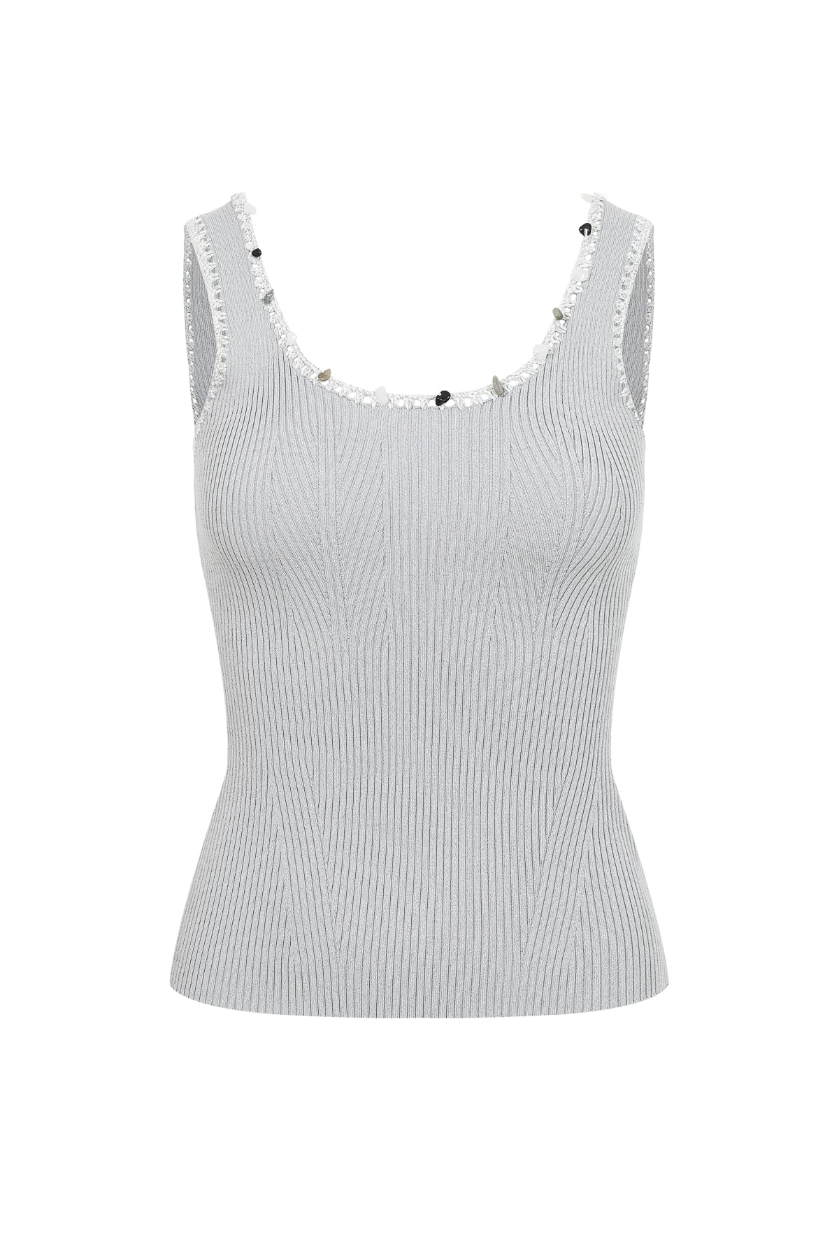 Stone Embellished Knit Tank Top