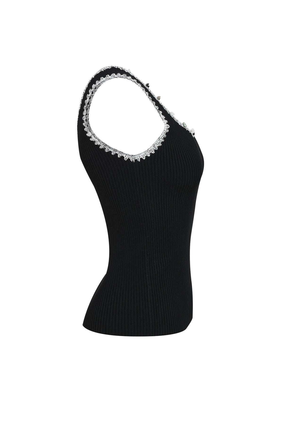 Stone Embellished Knit Tank Top