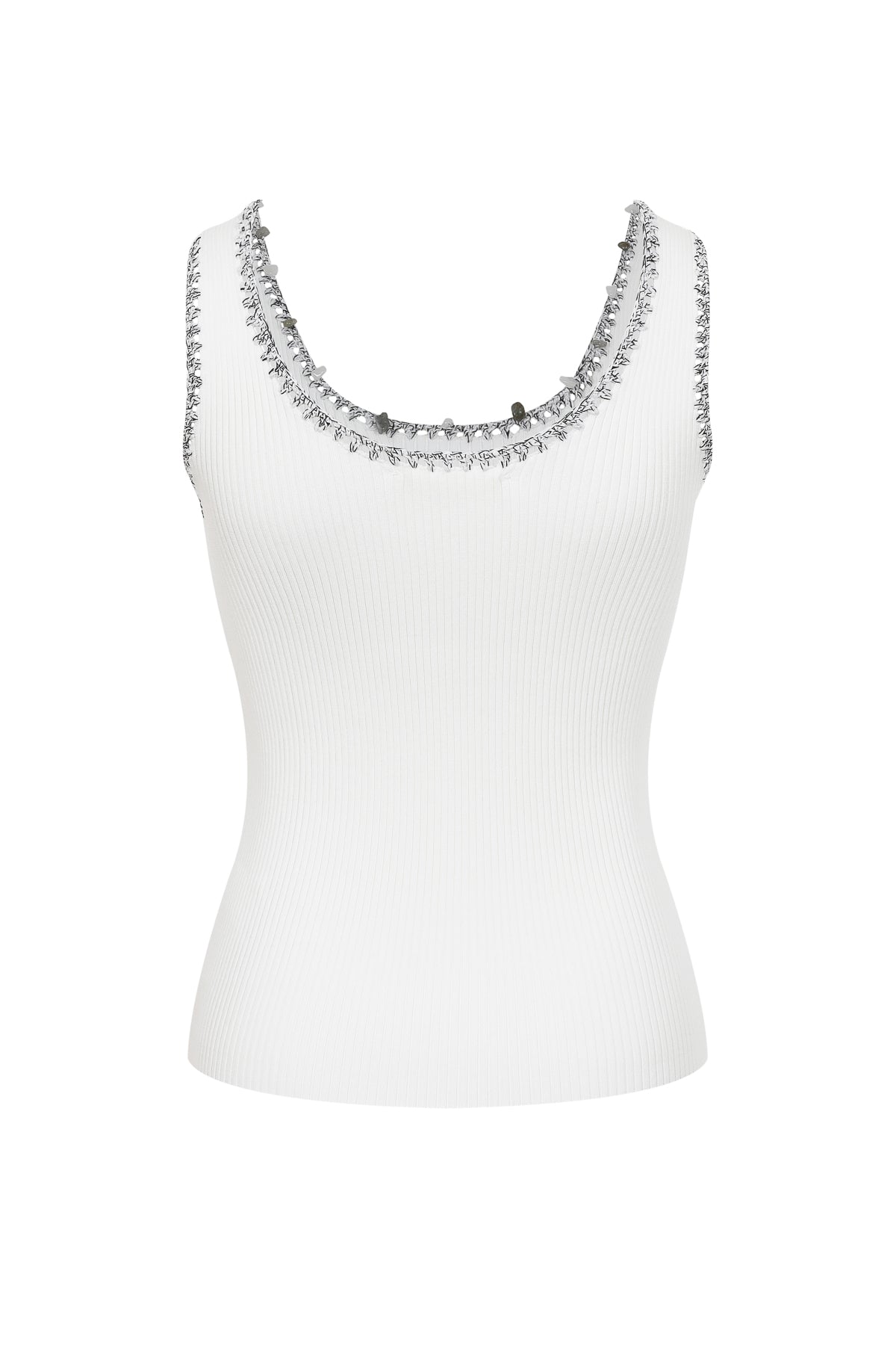 Stone Embellished Knit Tank Top