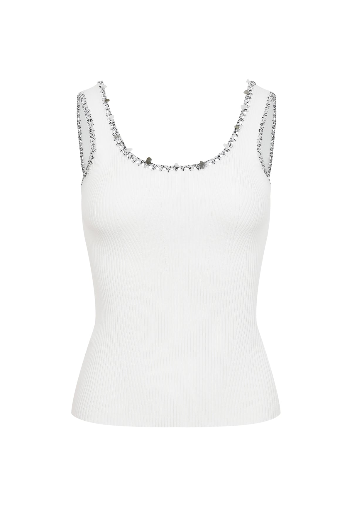 Stone Embellished Knit Tank Top