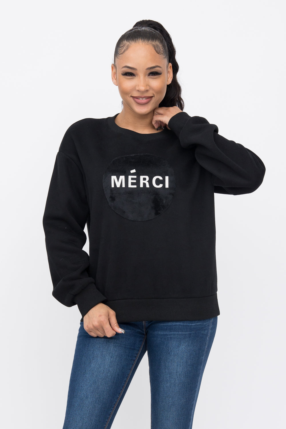 Merci Fleece Sweat Shirt