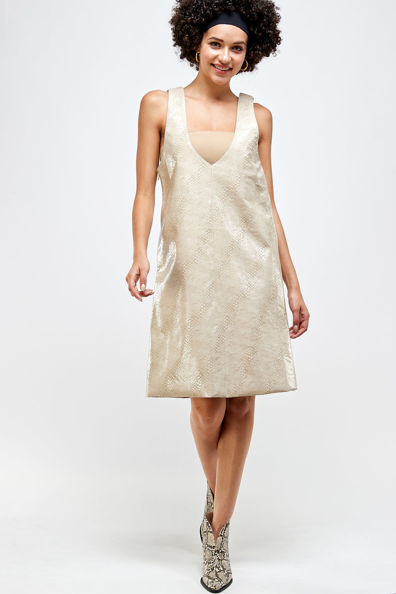 Python Texture Faux Leather Dress