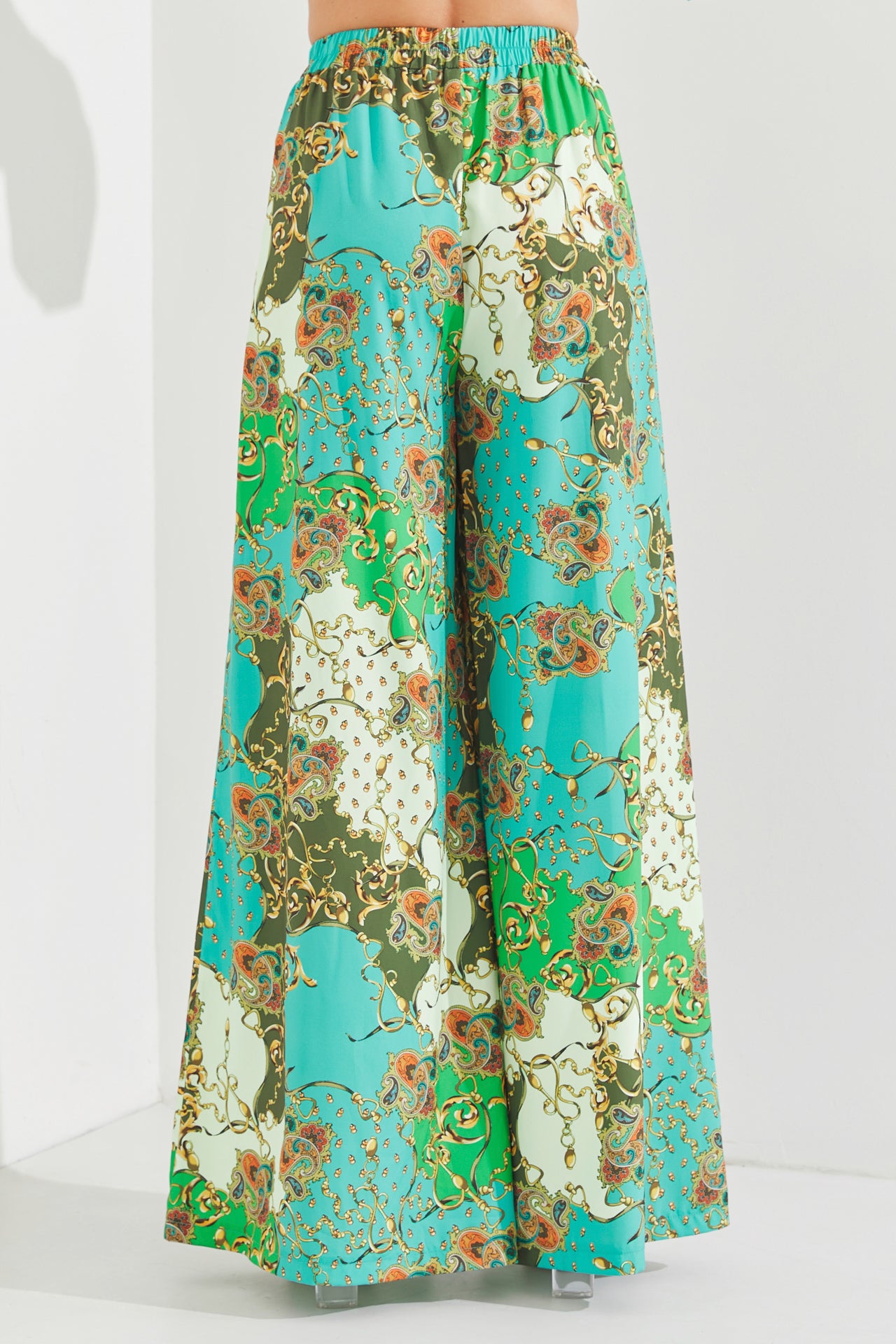 Woven Print 3/4 Sleeve Top and Pants Set