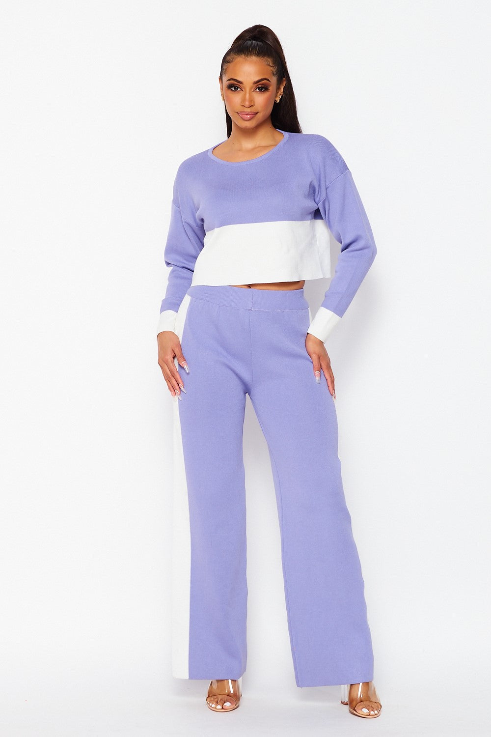 My Favorite Color Block Knit Top & Pants Set