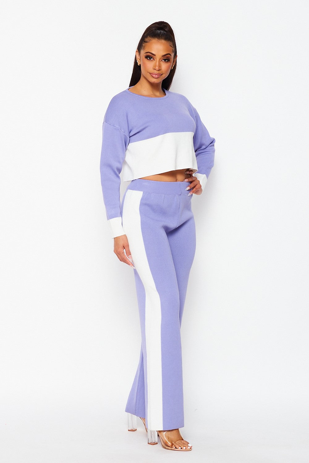 My Favorite Color Block Knit Top & Pants Set