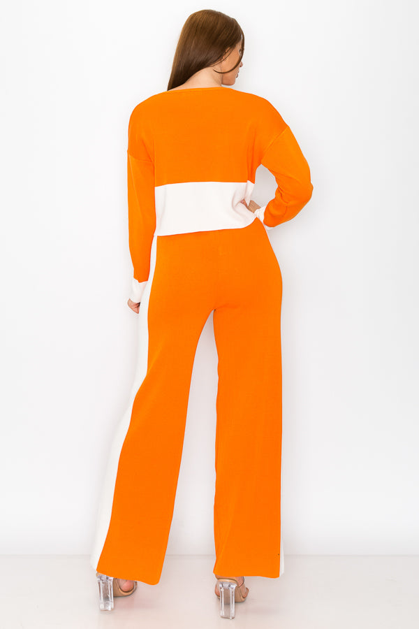 My Favorite Color Block Knit Top & Pants Set