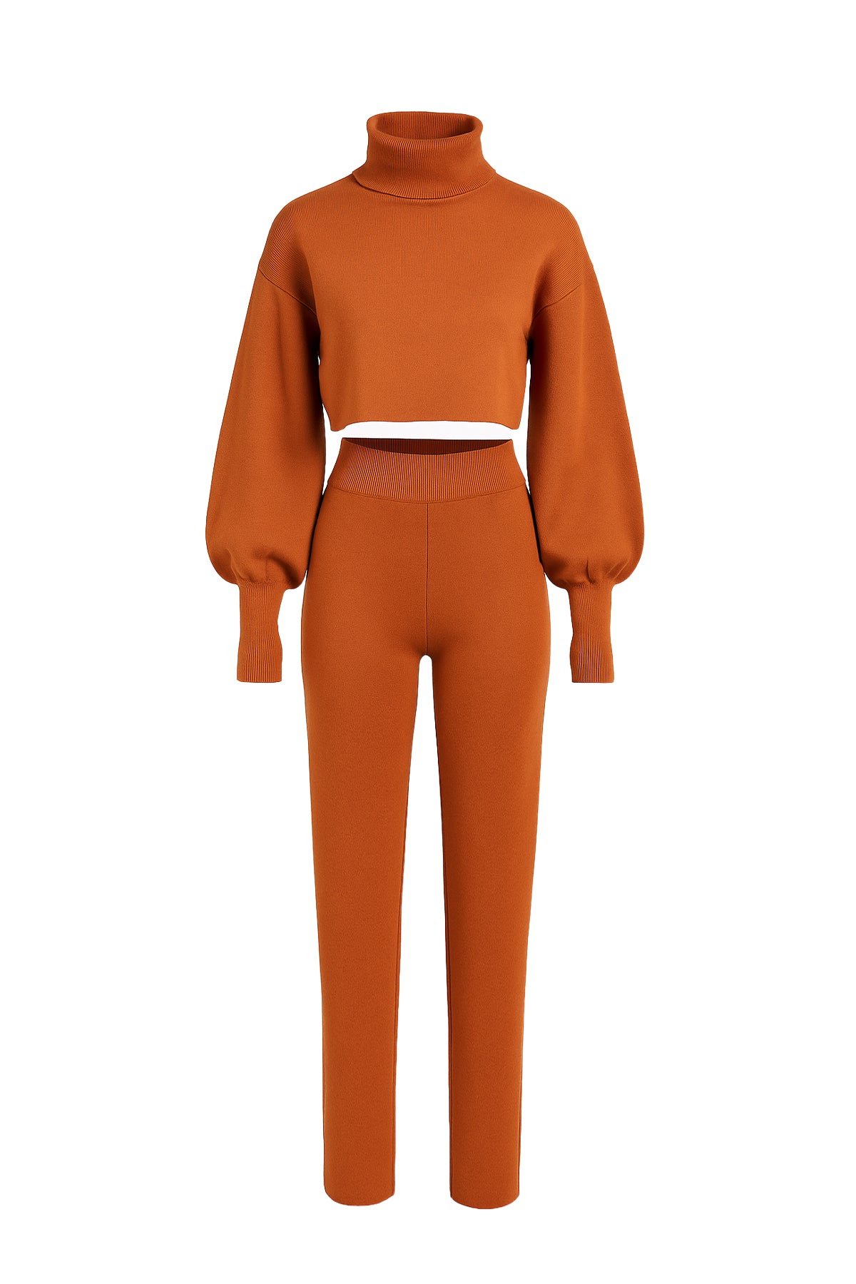 Turtle Neck Knit Top & Bottom Set