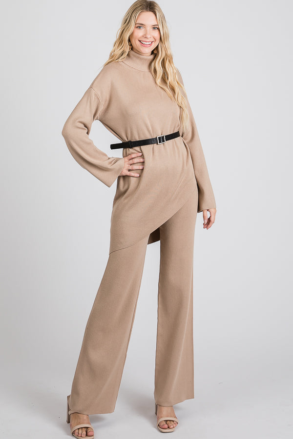 Knit Asymmetrical Top and Pants Set