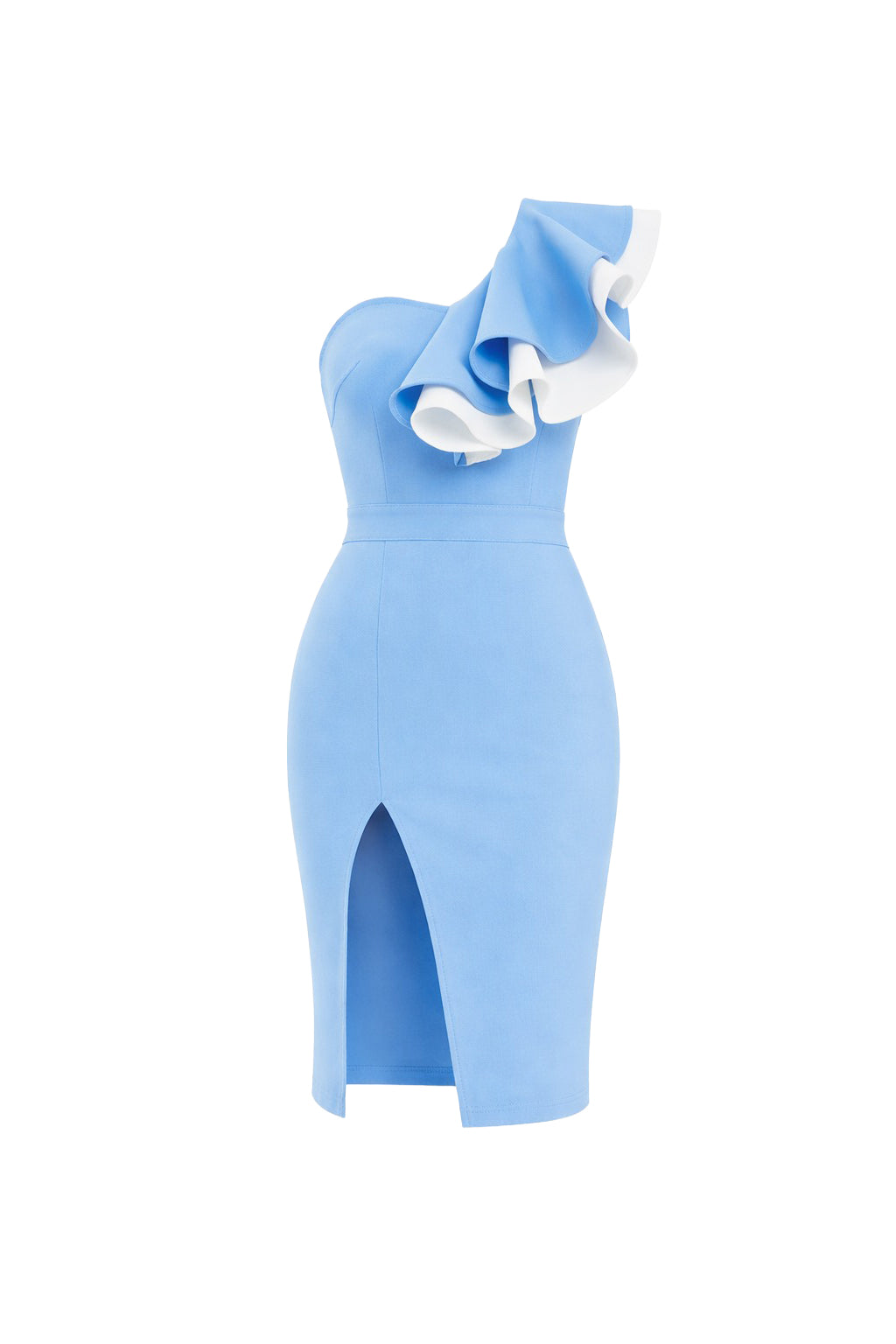 Bandage One Shoulder Contrast Dress With Slit