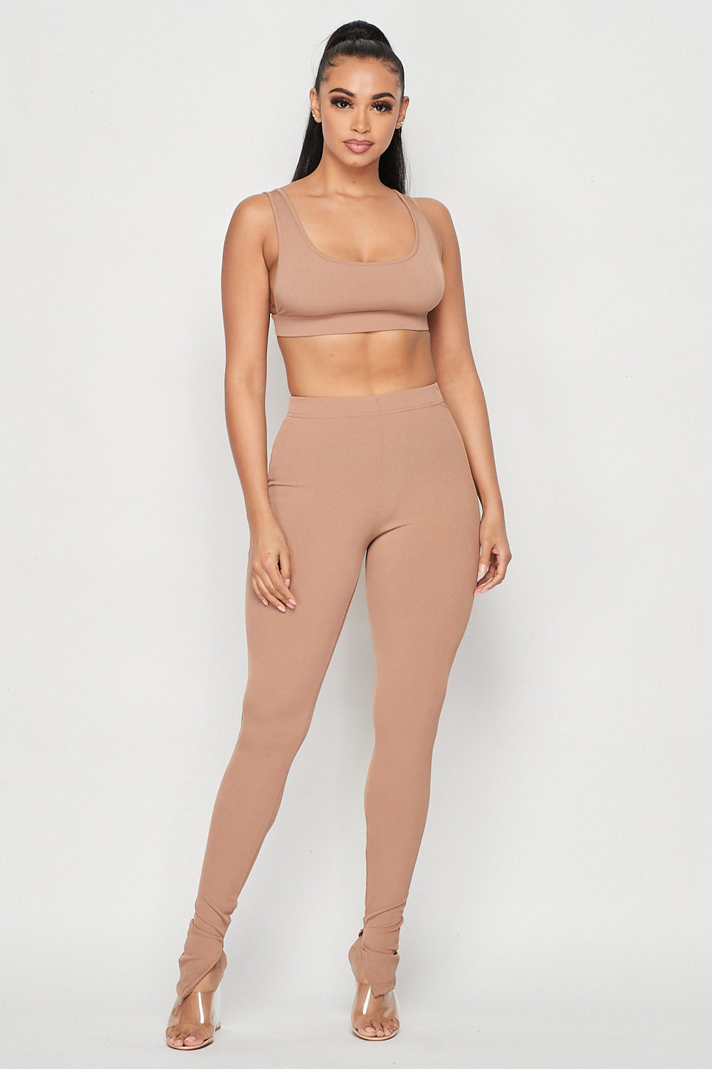 Tank Top and Pants With Slit Bottom Hem