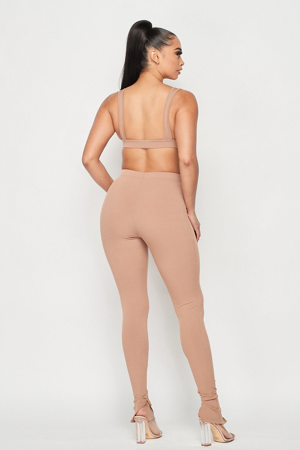 Tank Top and Pants With Slit Bottom Hem