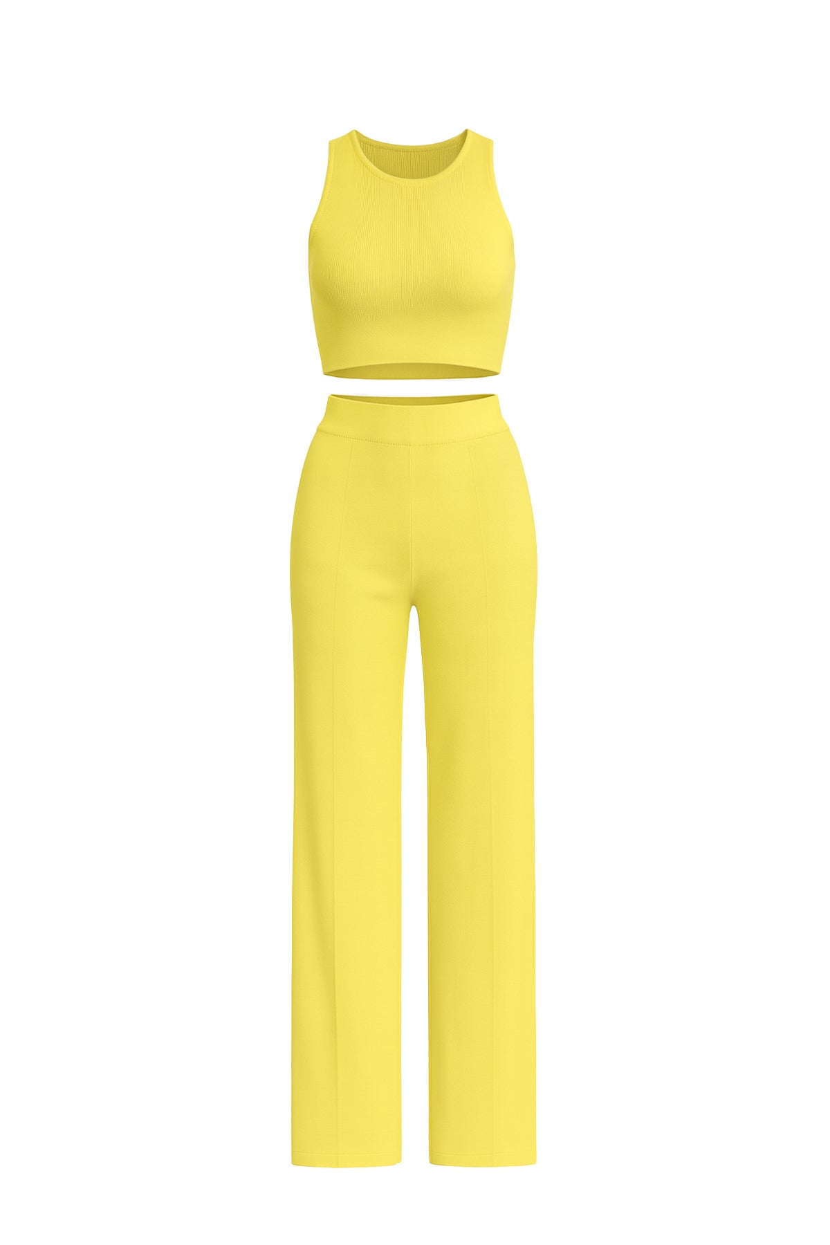 Solid Sleeveless Two Pieces Set