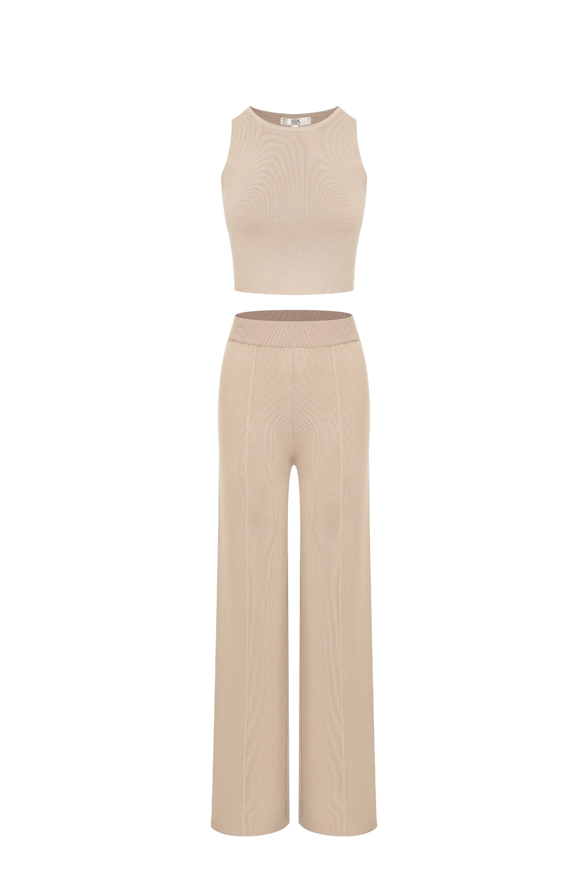 Solid Sleeveless Two Pieces Set