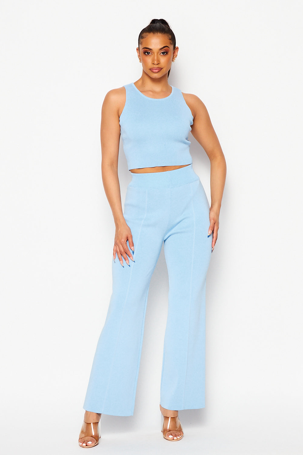 Solid Sleeveless Two Pieces Set