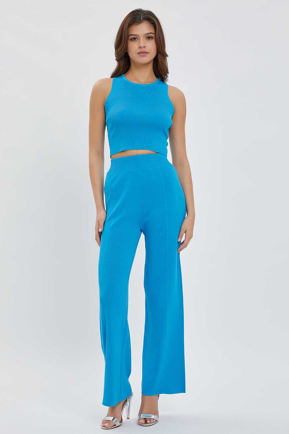 Solid Sleeveless Two Pieces Set