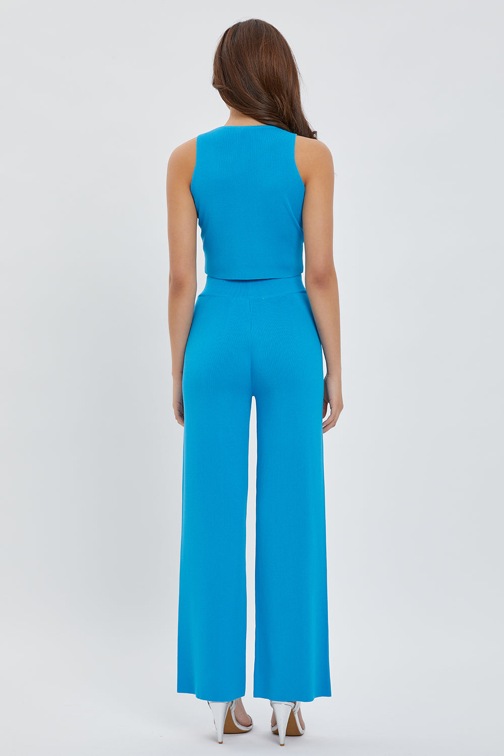 Solid Sleeveless Two Pieces Set